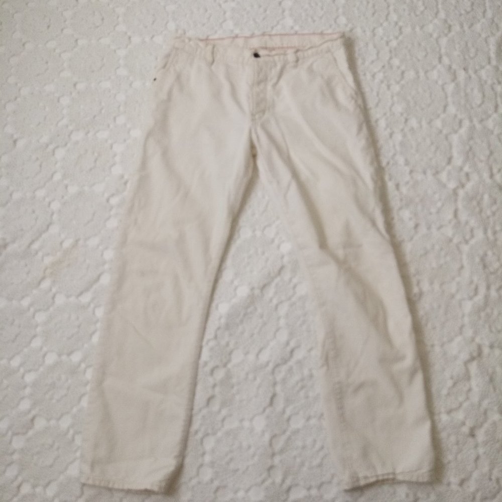 Raleigh Denim Jeans Jones Slim Straight Leg Button Fly Ivory 5 Pocket 34 Men